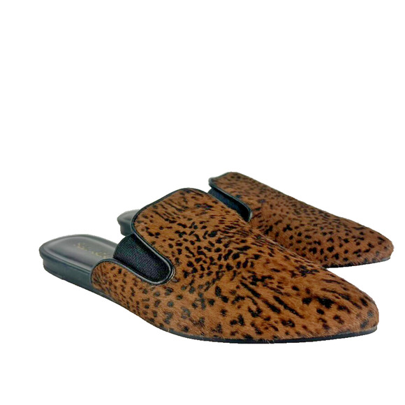 Splendid Liza Slide Shoe Women's Mule Size 8 M Cheetah Print Real Fur Leather - Picture 1 of 6